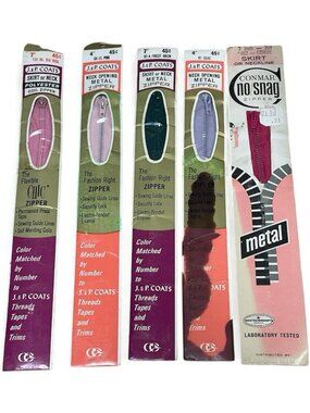 Lot of 5 Vintage Metal J&P Coats Combat  Neck Or Skirt Opening Zippers